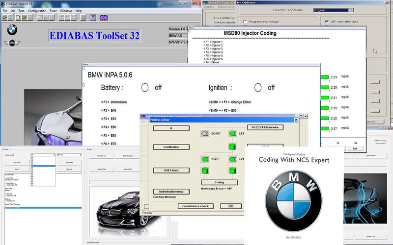 USB Cable For BMW K + DCAN OBD2 FTDI FT232RL + Switch + Tools INPA EDIABAS NCS - OBD247